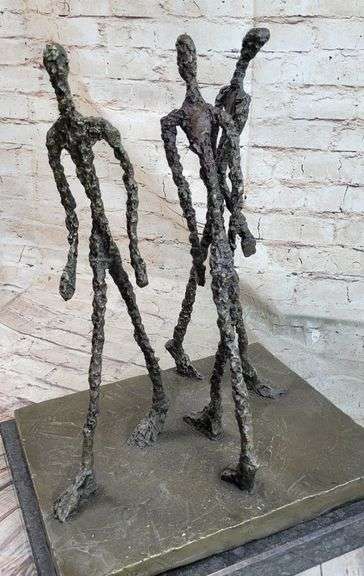 Three Walking Man Bronze Sculpture