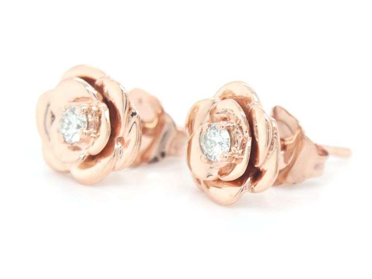 10kt Yellow gold Disney Enchanted 1/10ctw diamond belle earrings