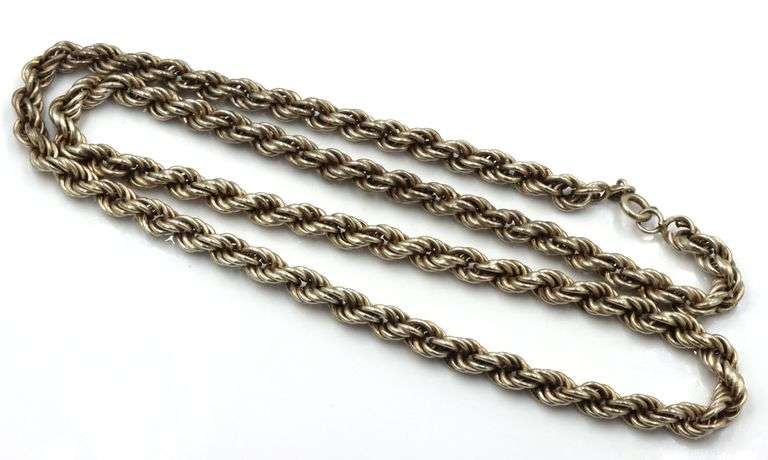 Heavy Vintage 925 sterling silver rope chain necklace