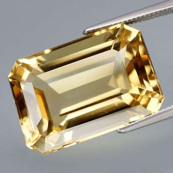 Impressive 17.97ct richly colored emerald cut Citrine! Untreated!