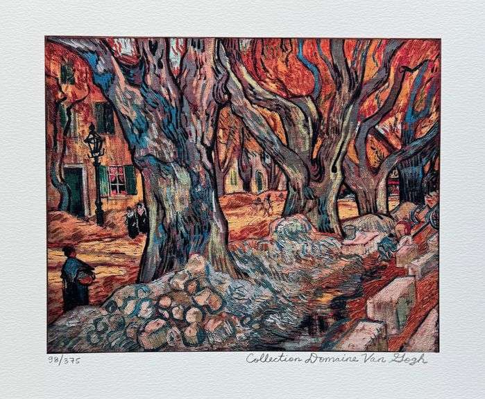 Estate Pencil Signed Vincent Van Gogh, The Large Plane Trees