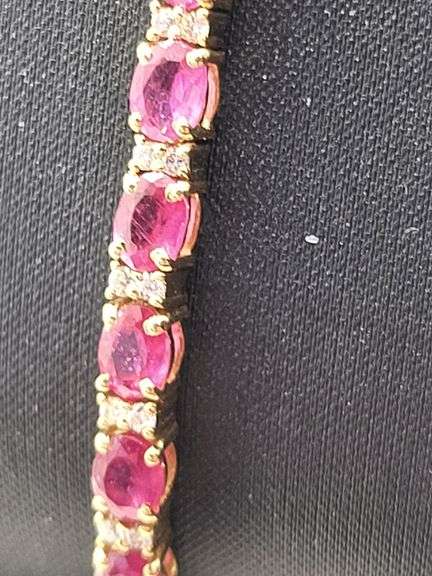14k Gold Certified Ruby Bracelet with Diamond Accents