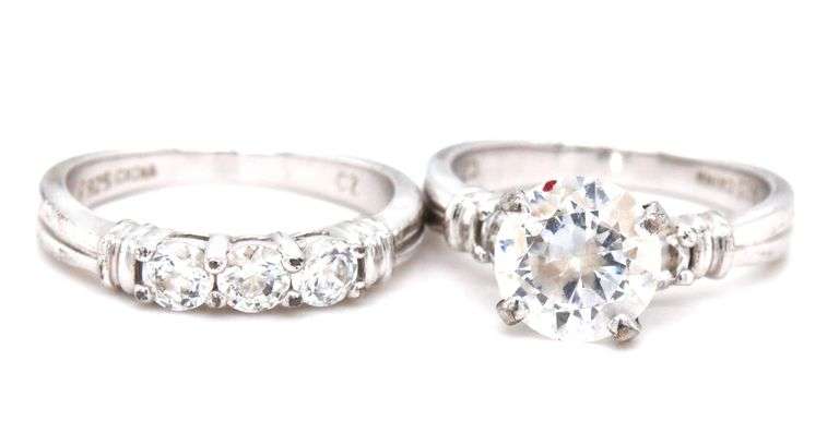 925 Sterling silver round cut cubic zirconia bridal set