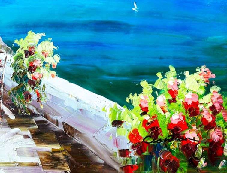 BEAUTIFUL SANTORINI ISLAND ON CANVAS