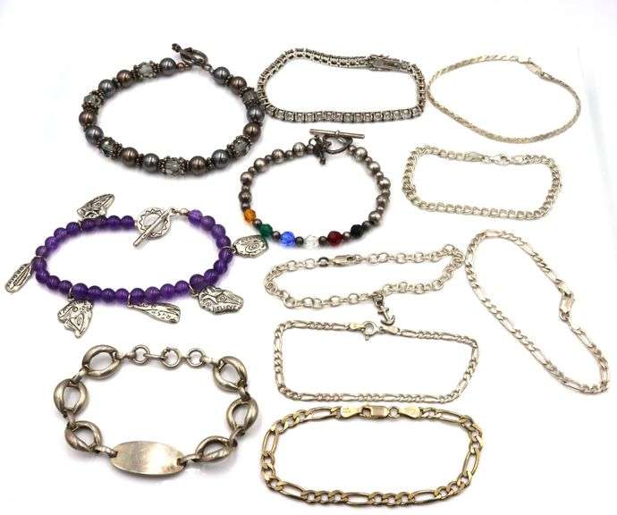 Group lot of 11 Vintage 925 sterling silver bracelets