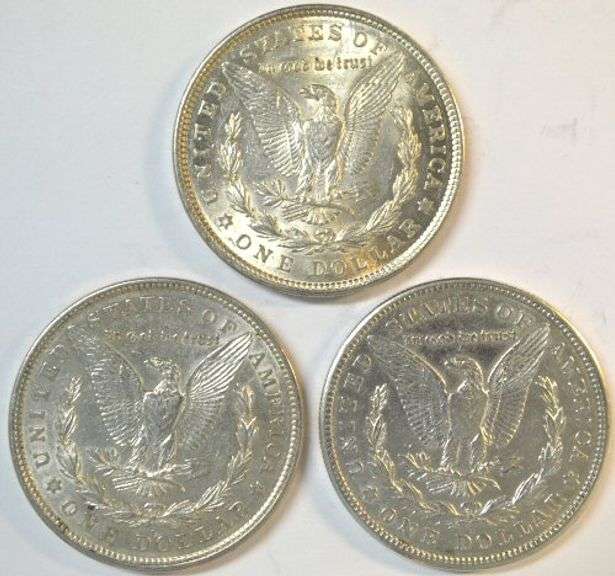 Lustrous 1921 P-D-S Morgan Silver Dollars