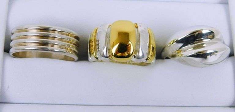 3 Fine Quality Sterling Silver Rings, Size 8