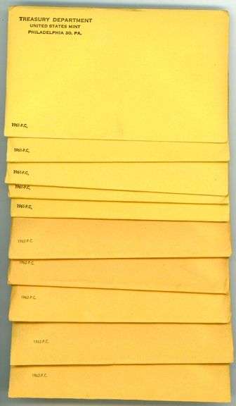 Ten (10) Fresh UNOPENED Silver Proof Sets: 5 1961 & 5 1962