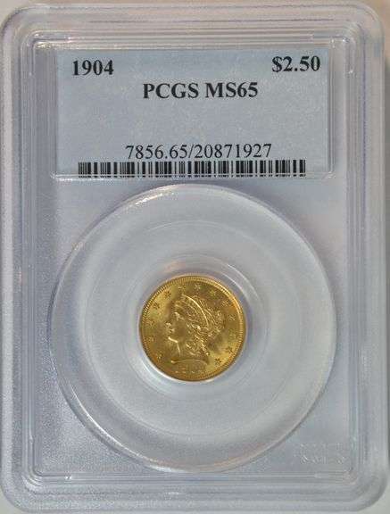 Sensational Gem BU 1904 $2.50 Liberty Gold Piece. PCGS MS65