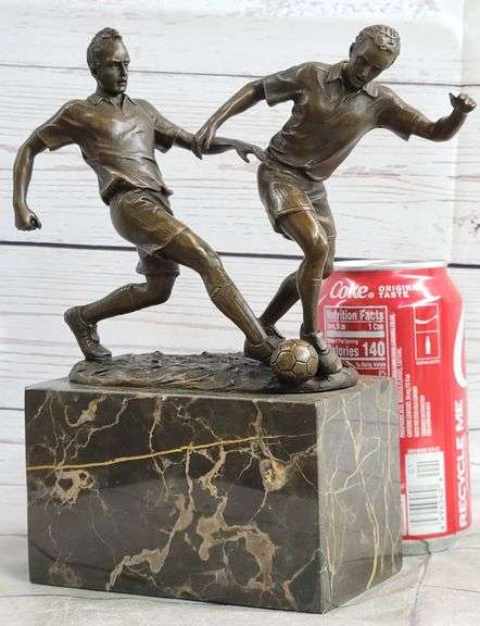 Two Soccer Player Bronze Sculpture
