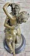 Nude Erotic Nymph with Satyr Bronze Sculpture