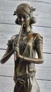 Female Flute Player Bronze Sculpture