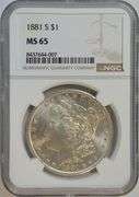Shimmering Gem BU 1881-S Morgan Silver Dollar. NGC MS65