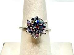 Ladies White Gold Sparkling Near Flawless Ice White CZ Solitaire Ring