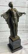 Art Nouveau Nude Woman Awakening Bronze Sculpture
