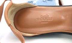 Hermes Santorini sandals in blue denim