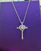 Beautiful cross with heart center Moissanite pendant in sterling silver