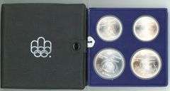 1976 4-Piece Montreal Olympics BU Silver Coin Set in Original Packaging