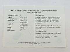 2019-W Burnished American Silver Eagle, OGP