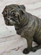 Green Patina Pug Dog Bronze Sculpture