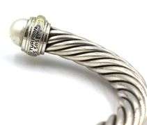 David Yurman classic cable pearl cuff bangle bracelet