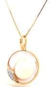 14kt Yellow gold Mabe pearl and diamond accent pendant on chain