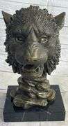 Royal Lion Head Bronze Statue