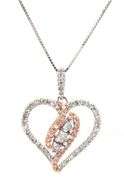 14kt White gold 0.45ctw two tone diamond heart shaped pendant on chain