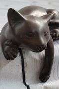 Desk Top Adorable Cat Bronze Sculpture