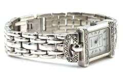 Eccliaci sterling silver quartz diamond bezel watch