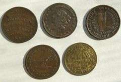 Five US Hard Times Tokens 1835-1837 1845