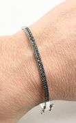 925 Sterling Silver Two Row Pave Of Black Crystal On Top Bangle