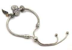 Pandora snake chain slider bracelet with 3 charms