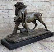Dog Retriever Rabbit Bronze Statue