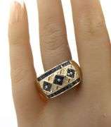 14kt Yellow gold sapphire and diamond Lattice ring