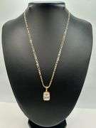 14 Kt Gold Plate 3.5 Ct Gorgeous Radiant Cut Simulated Diamond Pendant Necklace