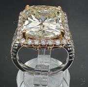 18K Yellow Gold Cushion Cut Diamond Ring of 14.14ct