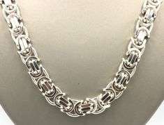 Heavy 11mm flat Byzantine link chain necklace