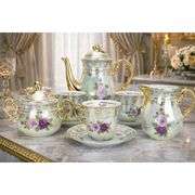 24K European Porcelain 17 Piece Tea and Coffee Set
