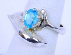 Sterling Bypass Dolphin Ring with Blue Topaz, 5.5