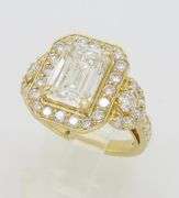 4.59CTW Emerald Cut Halo Diamond Ring in Yellow Gold