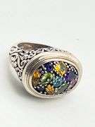 925 Sterling Silver EFFY Balisssima Multi Gemstone And Ornate 18KT Yello Gold Accent Ring