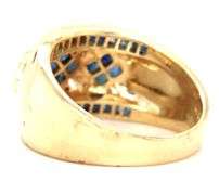 14kt Yellow gold sapphire and diamond Lattice ring