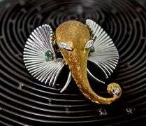 Art Nouveau-Inspired 18K Elephant Brooch