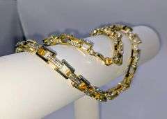Huge Yellow Gold Plated Rolo Box  Chain Link Necklace