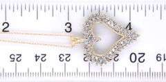 10kt Yellow gold double row open diamond heart pendant on chain