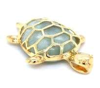 Whimsical 14K YG and Jade Turtle Pendant