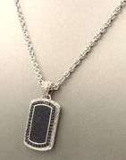 John Hardy black sapphire and Lava rock dog tag pendant on chain