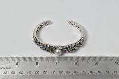 Sterling Silver Multi-Gemstone Hinged Cuff Bracelet with 10K Yellow Gold Accents