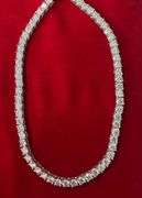 Sparkling White Gold Plated 60 Cttw Simulated Diamond Tennis Necklace